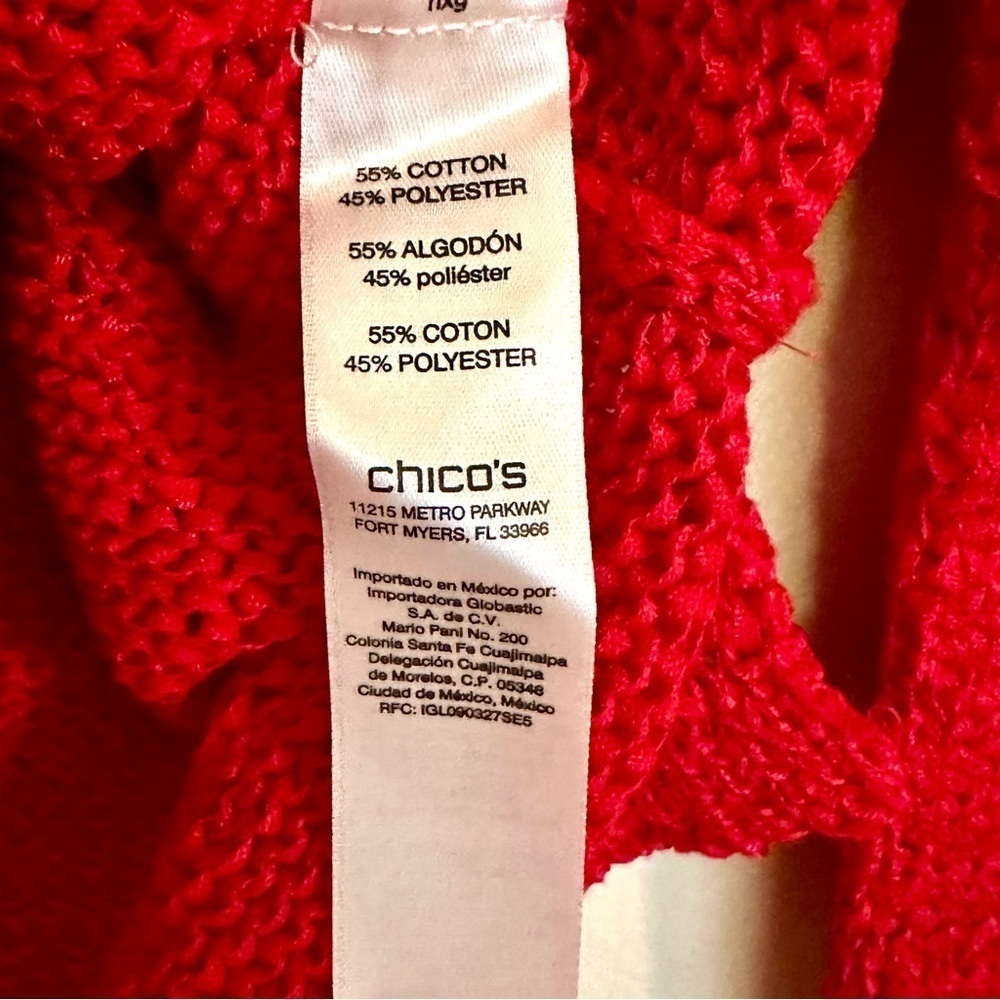 Chico’s Red V-Neck Petite Split Hem Sweater Size 1 Small or 8/10 - Picture 8 of 10